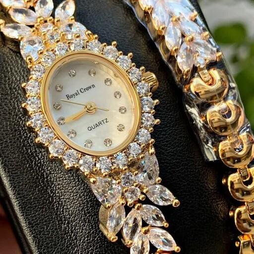 ساعت مچی  زنانه رویال کرون بند استیل ROYAL CROWN